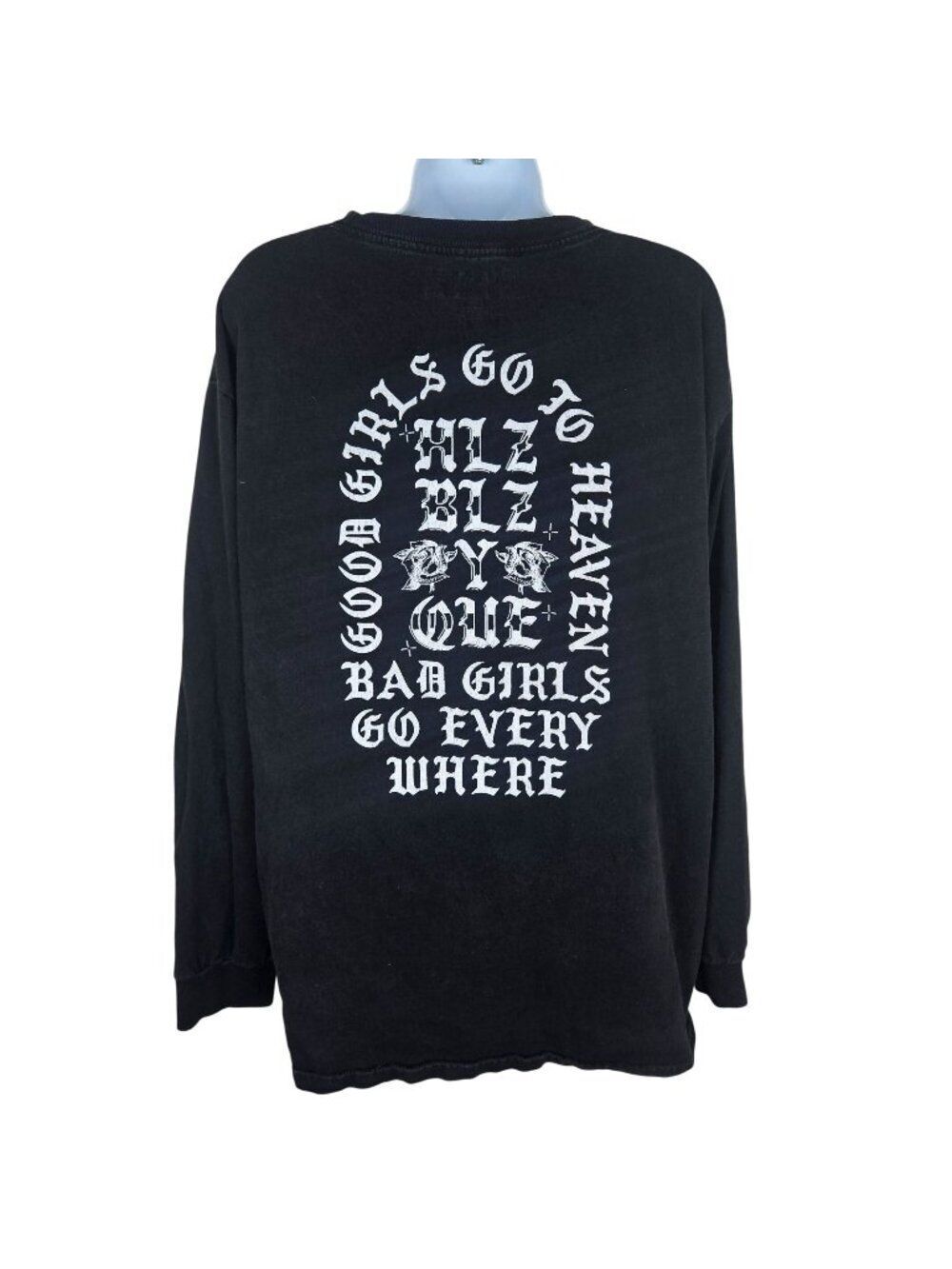 Hellz Bellz Black Long Sleeve T-Shirt Good Girls Go To Heaven Womens L